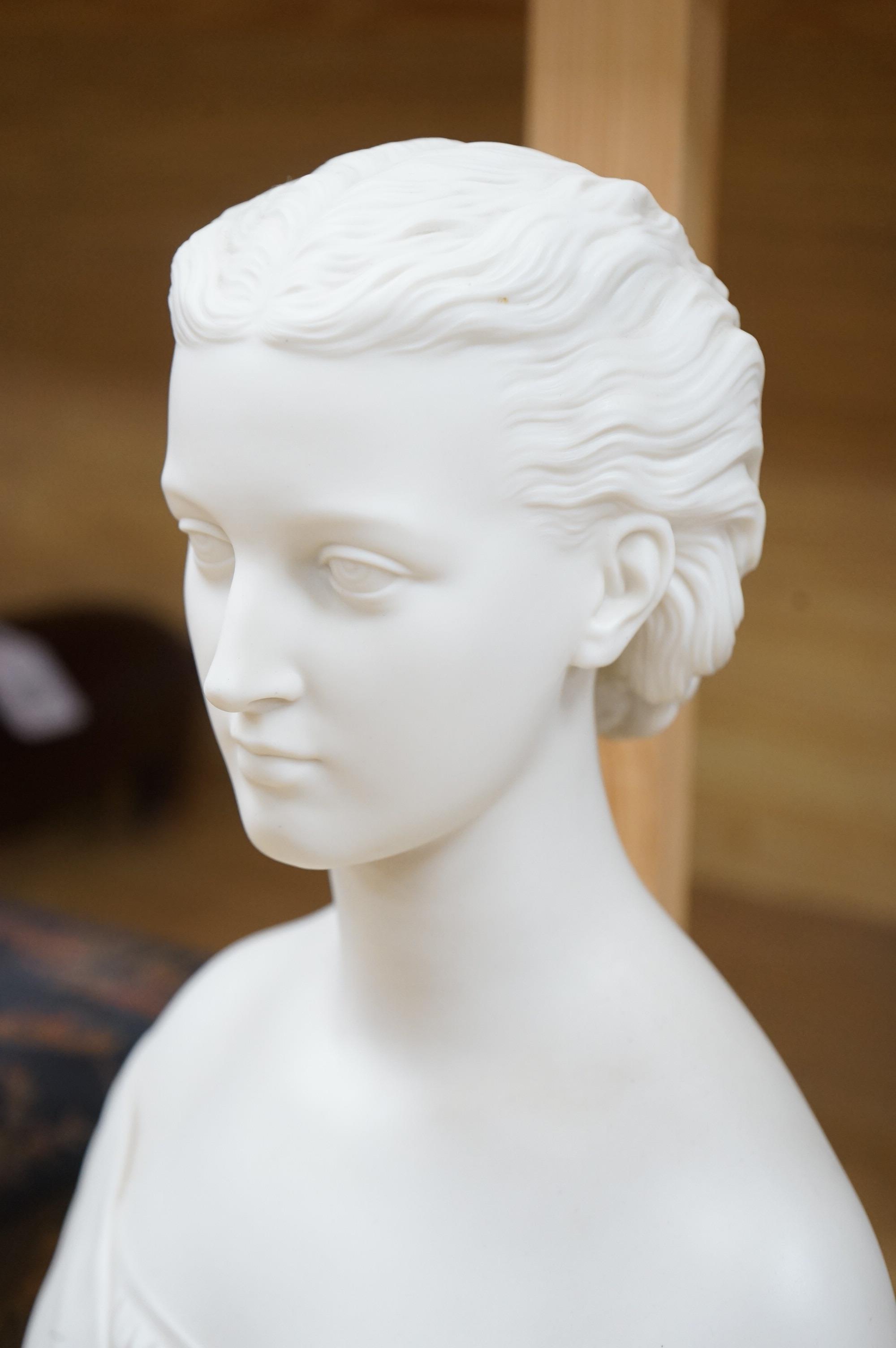 A Copeland bust of Princess Alexandra, stamped to rim of base: Art Union Of London, Mary Thornycroft, 1865. 38cm high. Condition - good